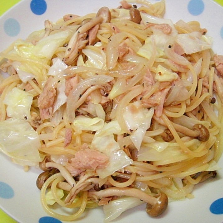 ツナとキャベツしめじの和風パスタ